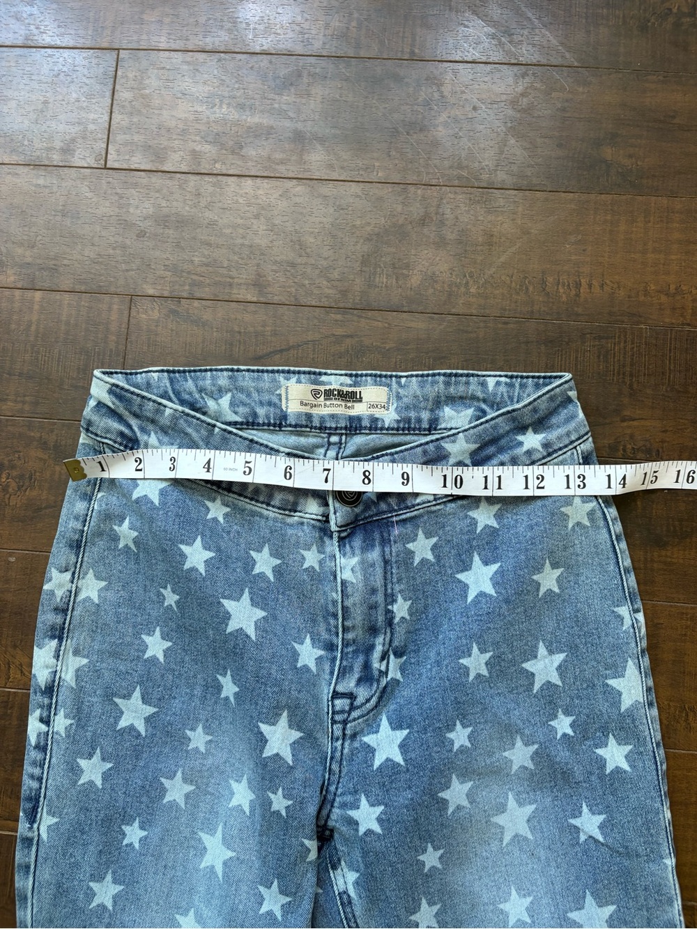 Rock n Roll Americana Star print denim bell bottom jeans - Picture 9 of 13